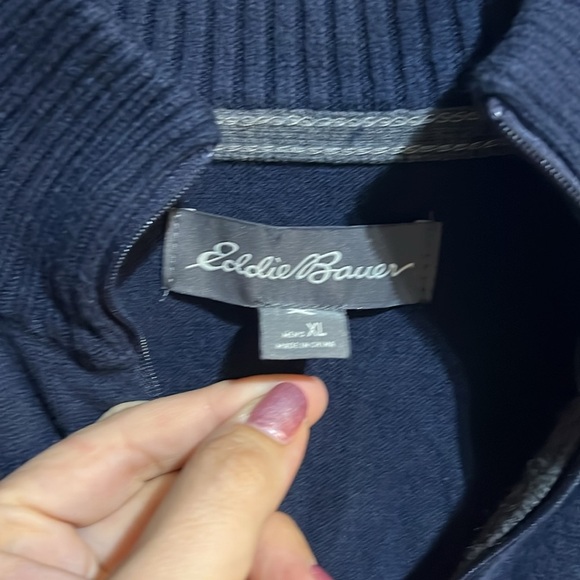 Eddie Bauer navy blue 1/4 zip sweater size XL - Picture 6 of 9